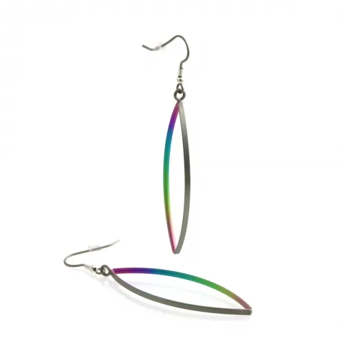 Subtle Rainbow Colour Leaf Drop Earrings
